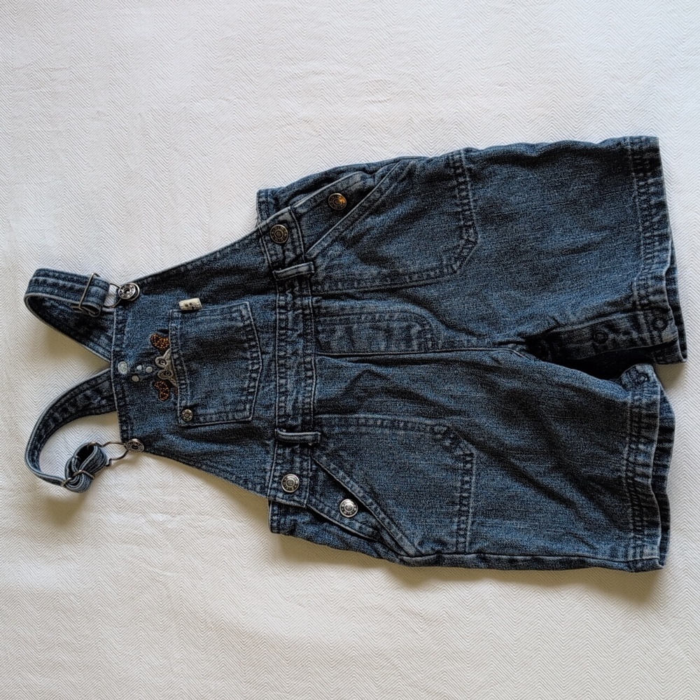 vintage bum kids 100% cotton denim embroidered shortalls 3T toddler boys